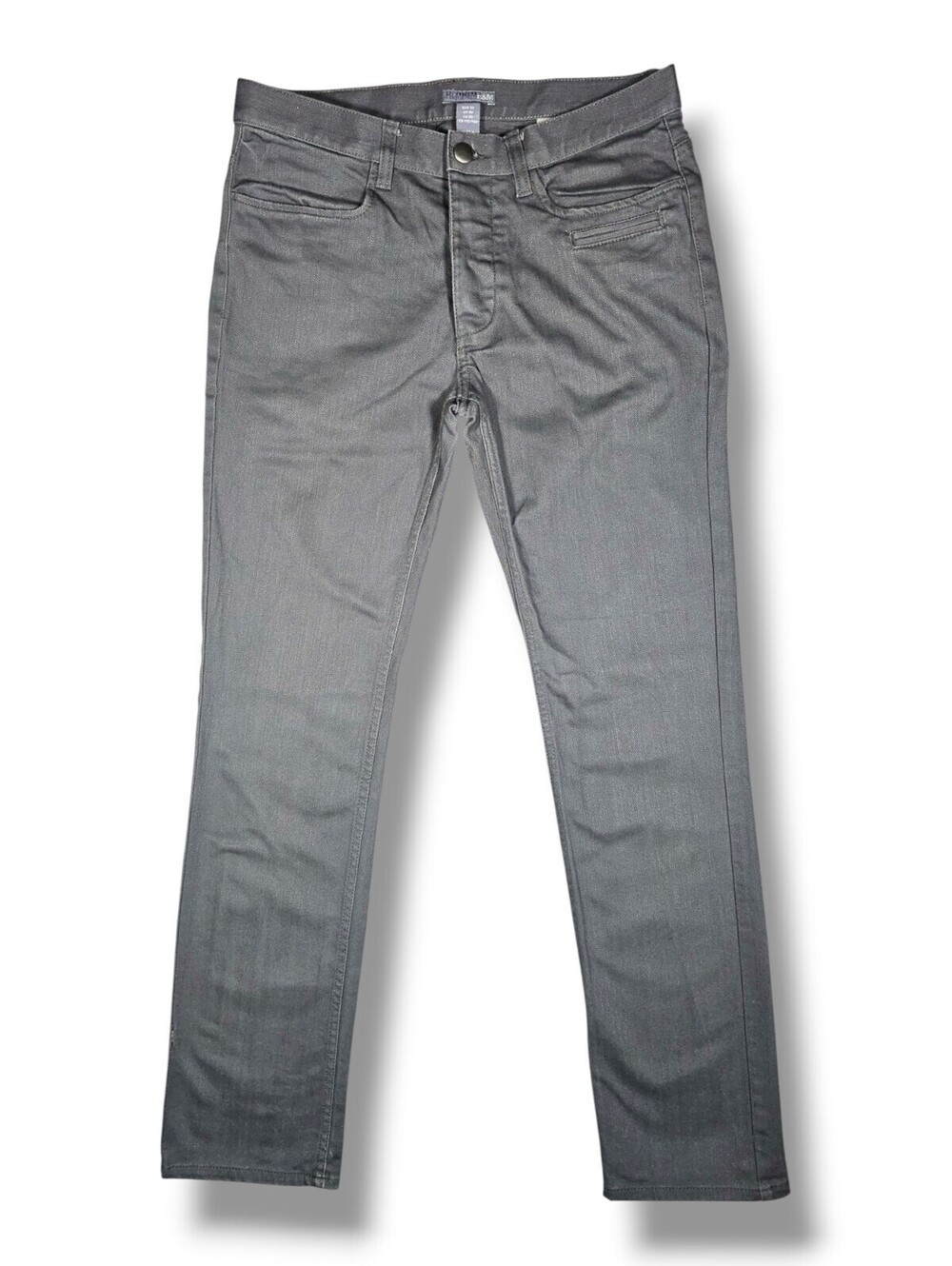 Gray Slim Straight Denim Moto Jeans Y2K Rock Punk Emo Alt 2000s Streetwear 30x32